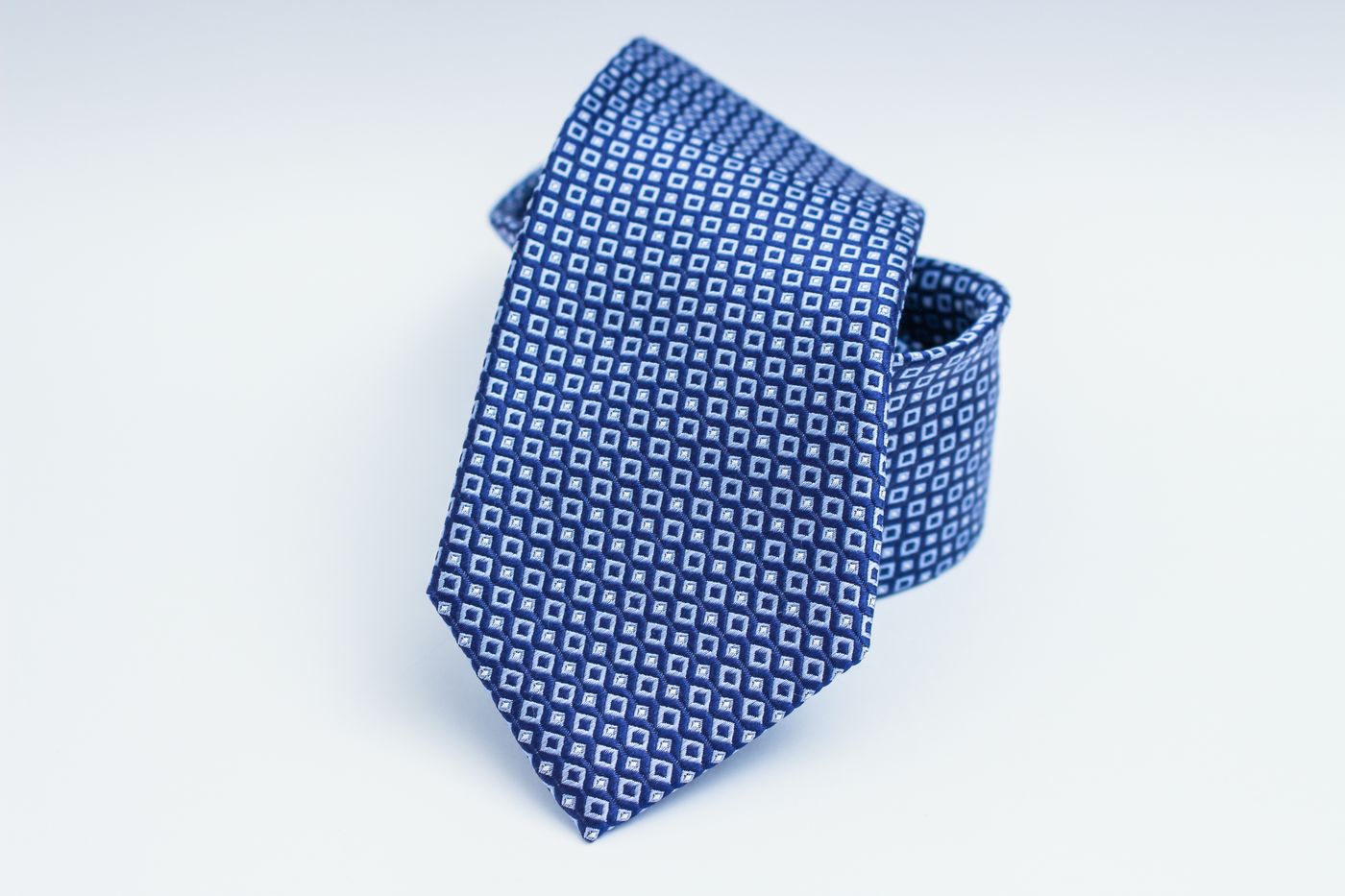 Blue patterned silk
