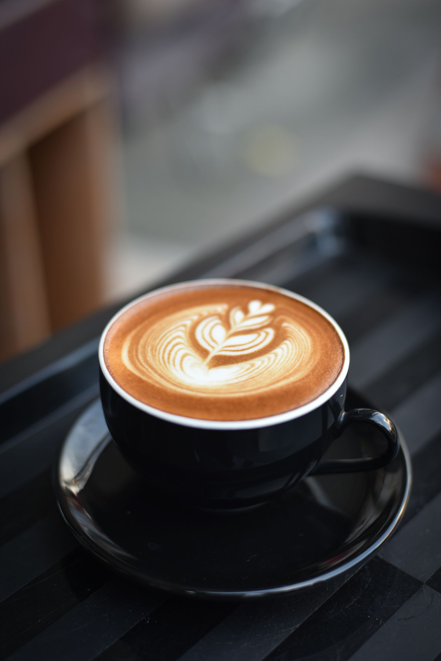 Coffee with latte art in a cup