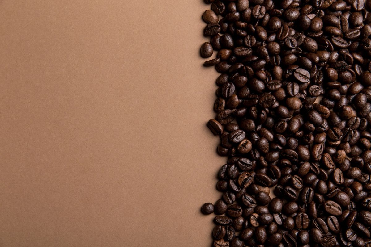 Roasted beans on kraft brown