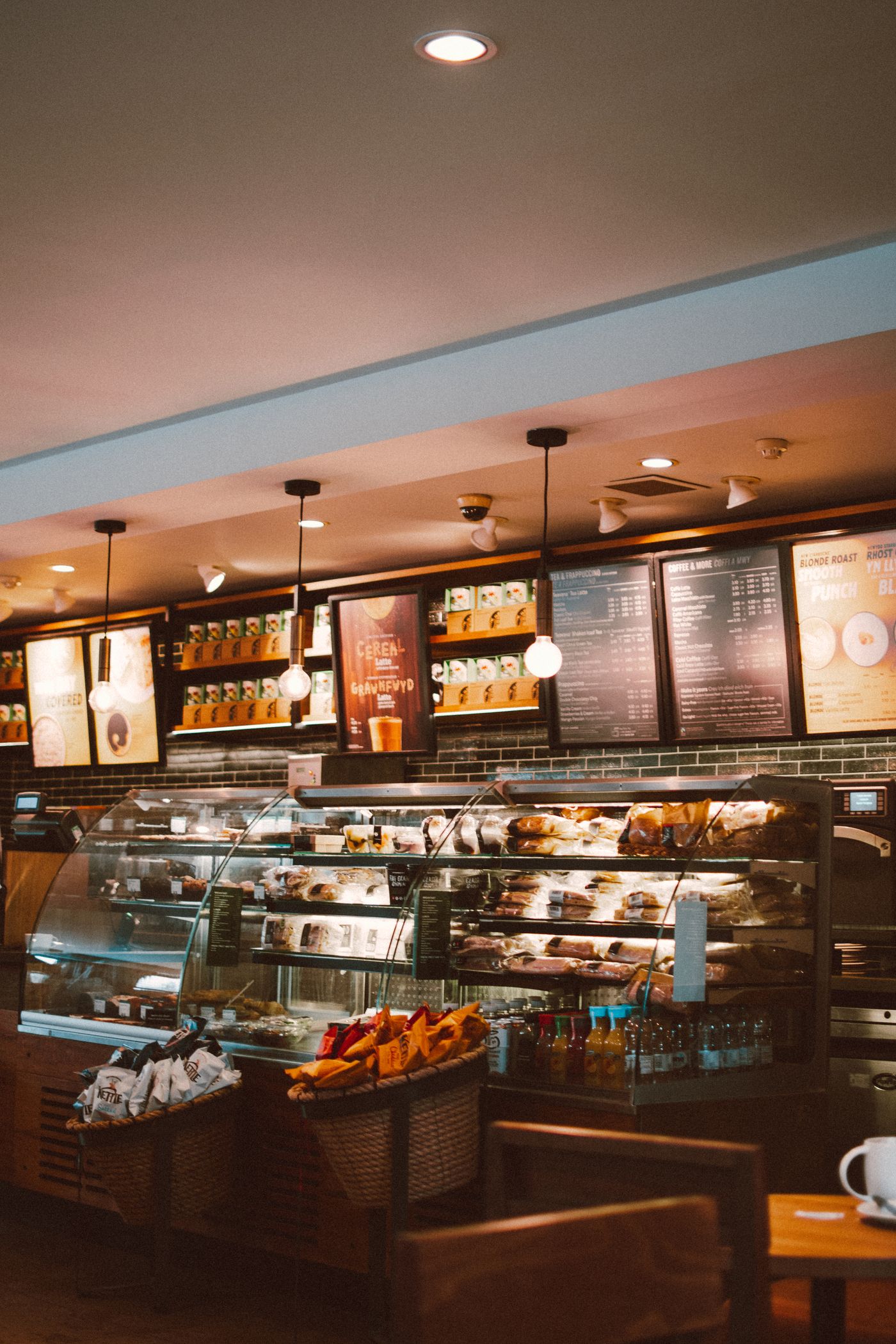 Pastries in a cafe case