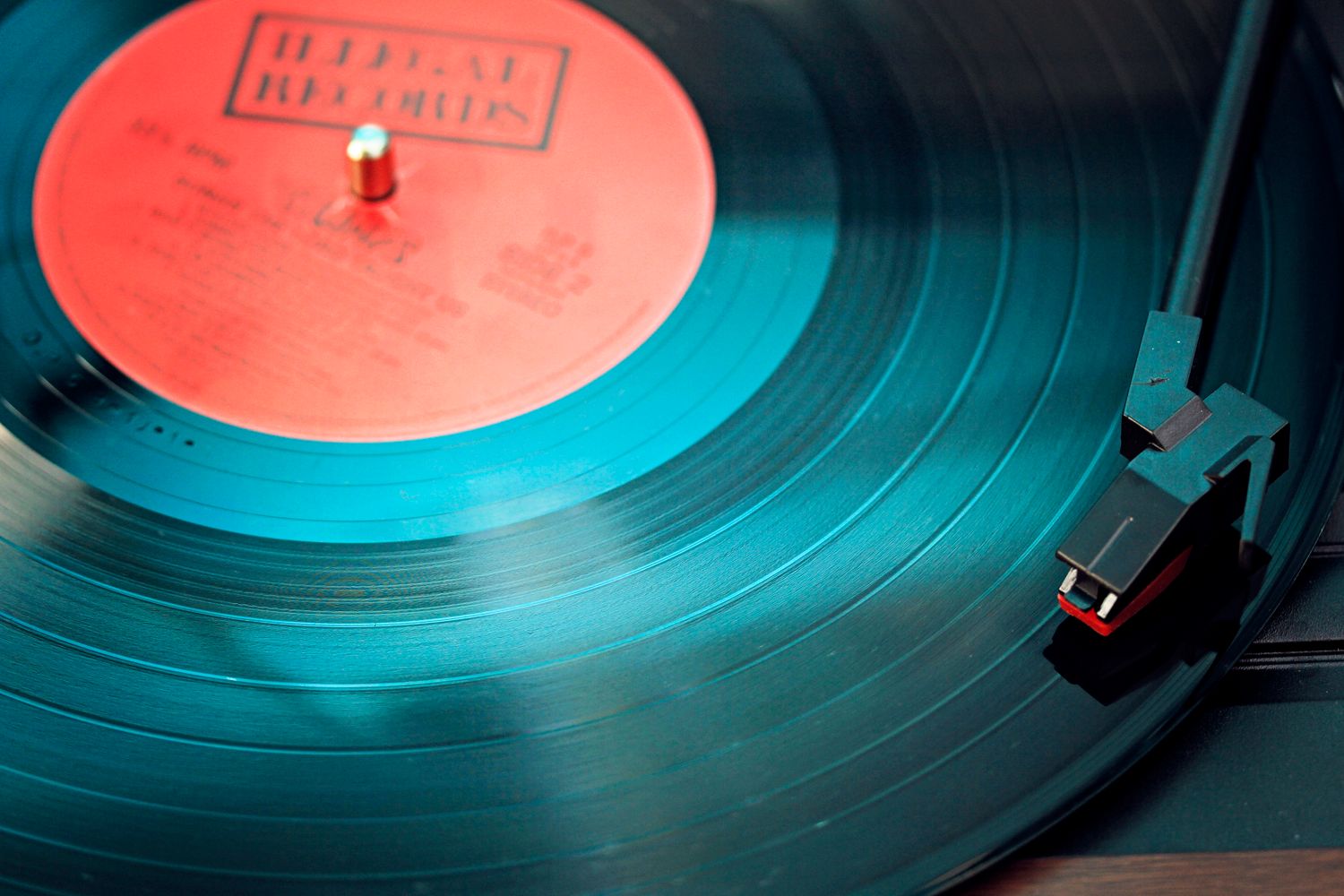A record on a turntable
