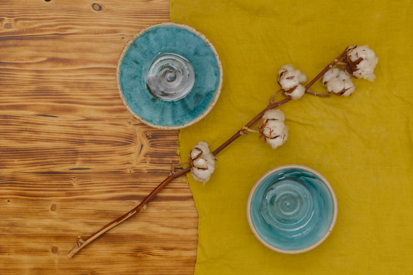 Styled handmade ceramic bowls