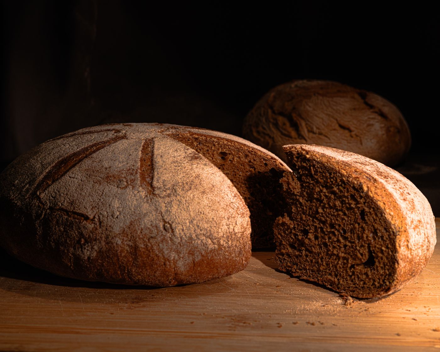 Dark rustic European loaves