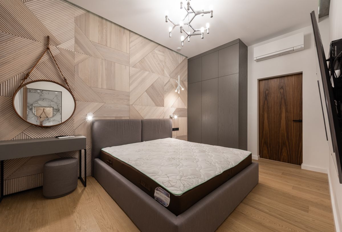 A restored bedroom after damage repair