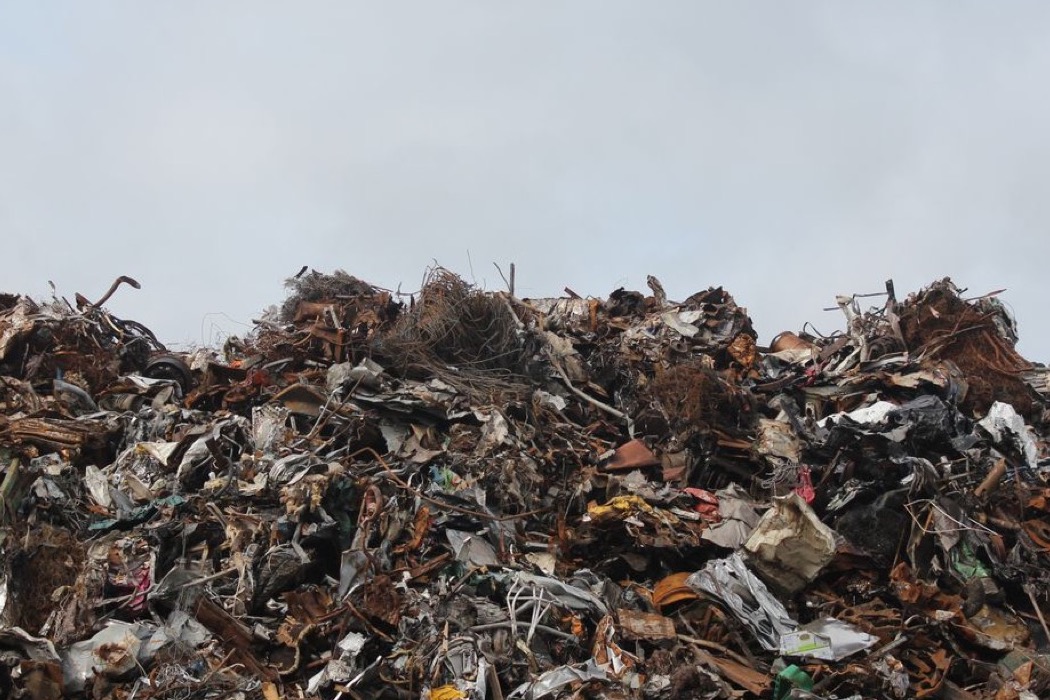 Close-up of mixed scrap and debris