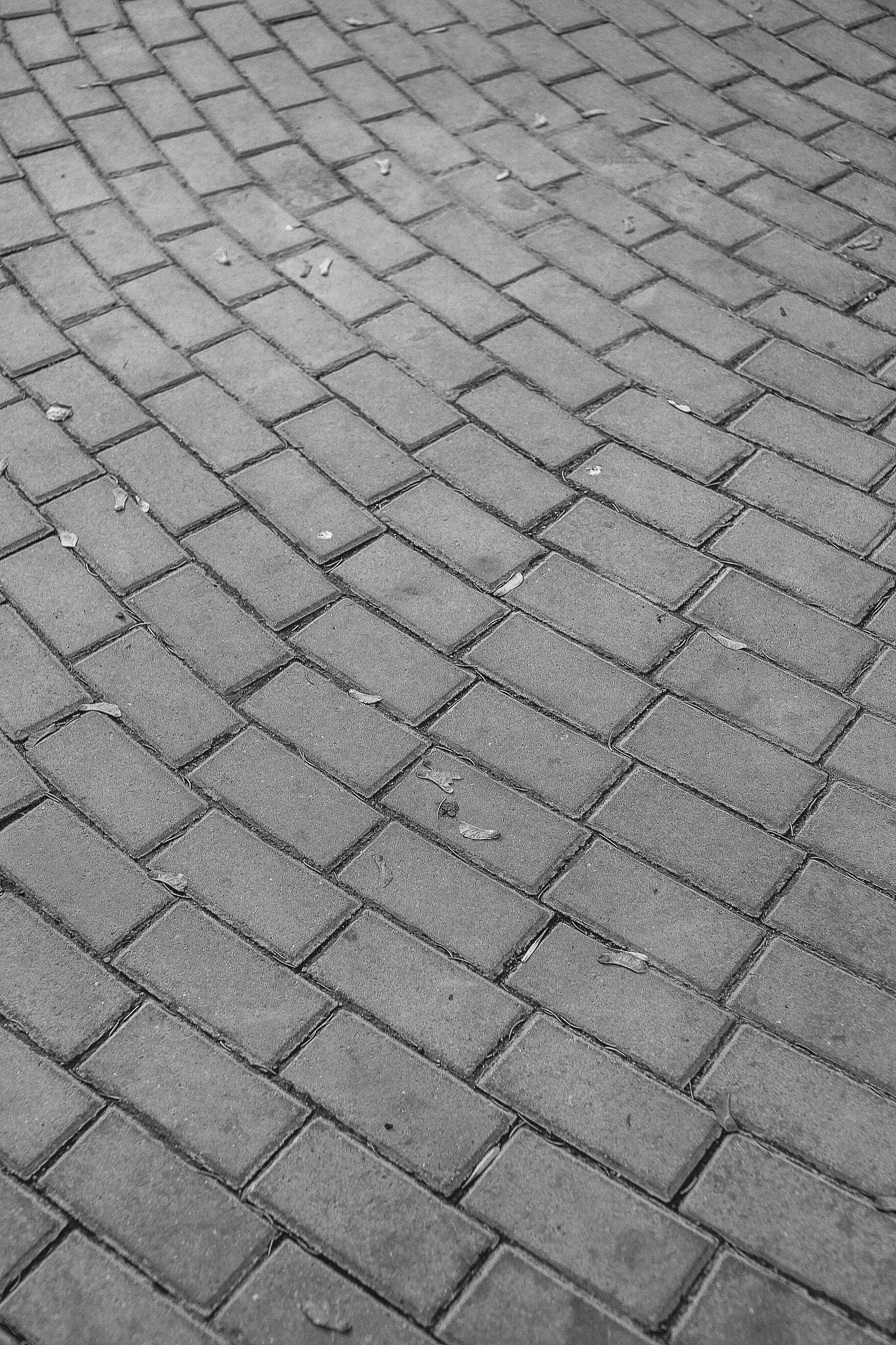 Grey interlocking concrete pavers laid in a sweeping pattern