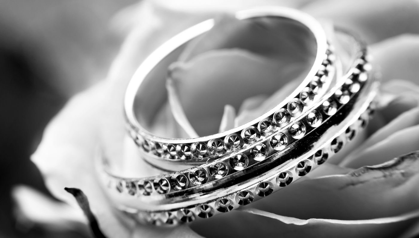 Diamond-set bands, close up
