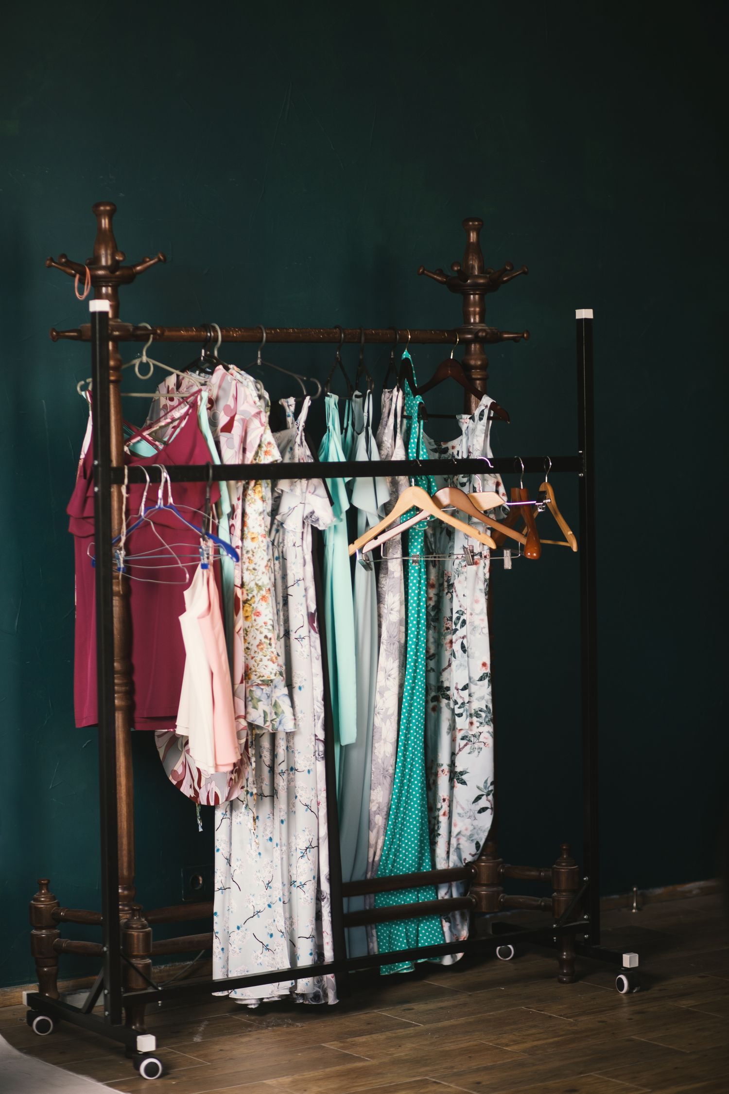 A rack of dresses