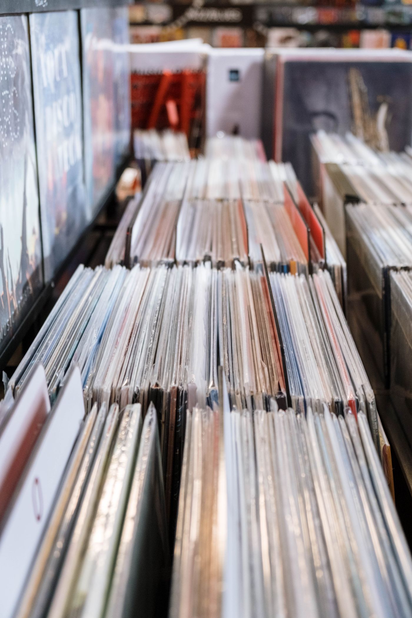 Rows of record spines