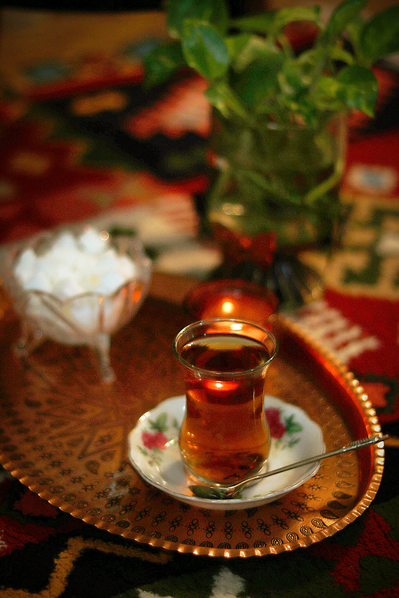 Persian tea by candlelight