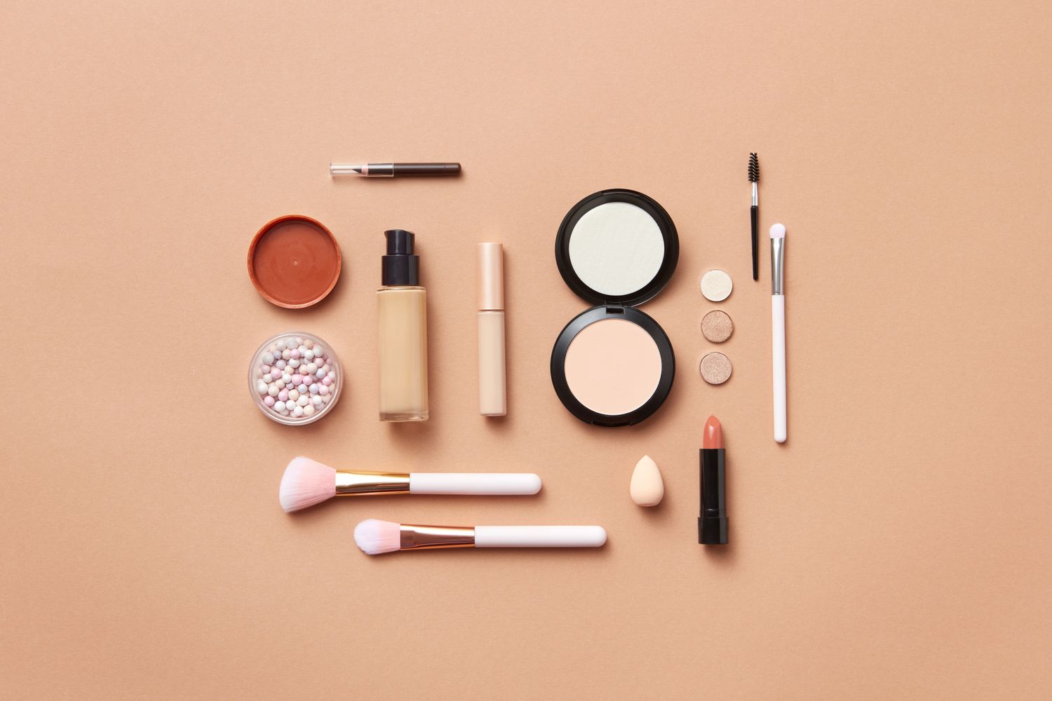 Flatlay of skincare and beauty products