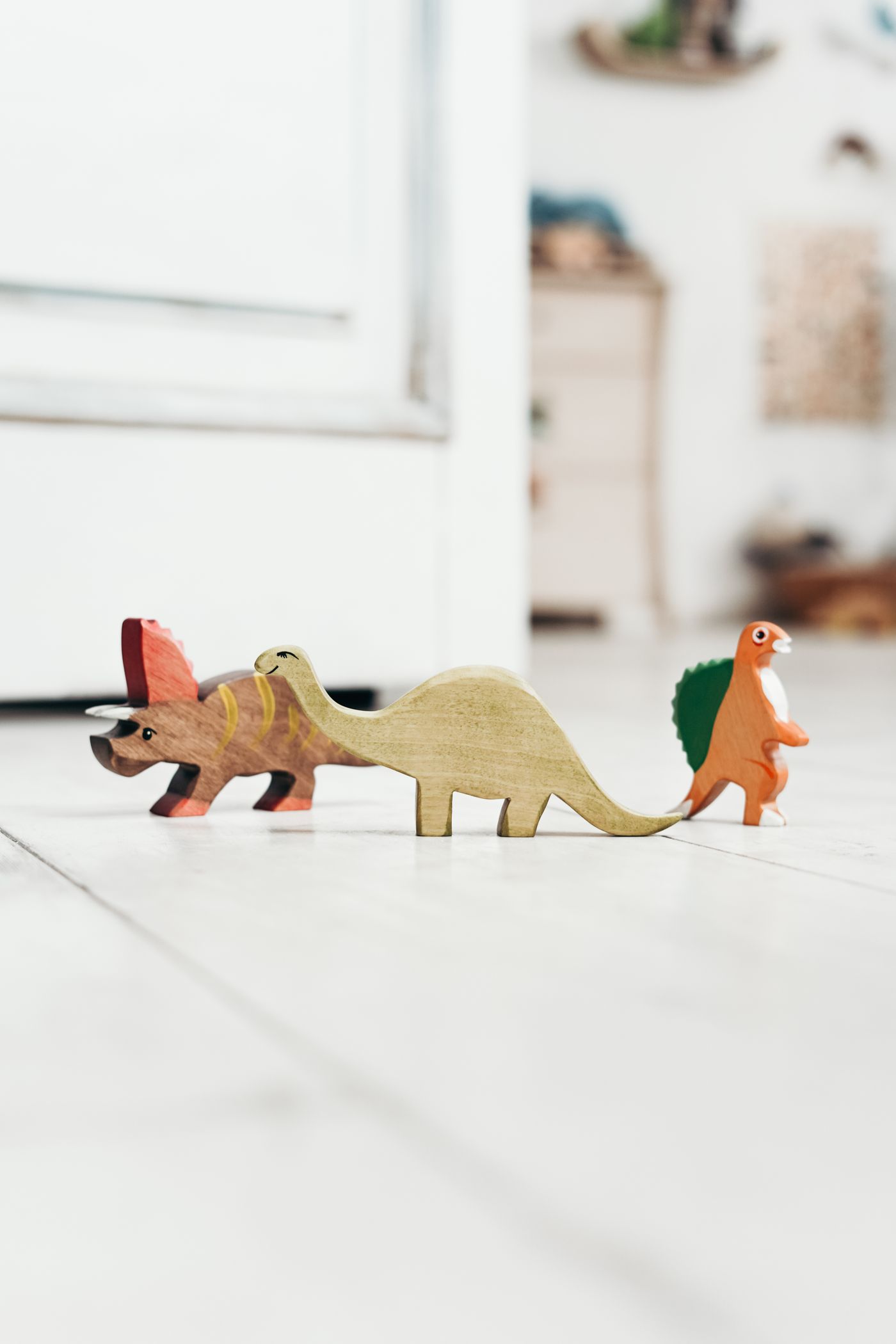 Wooden dinosaur toys