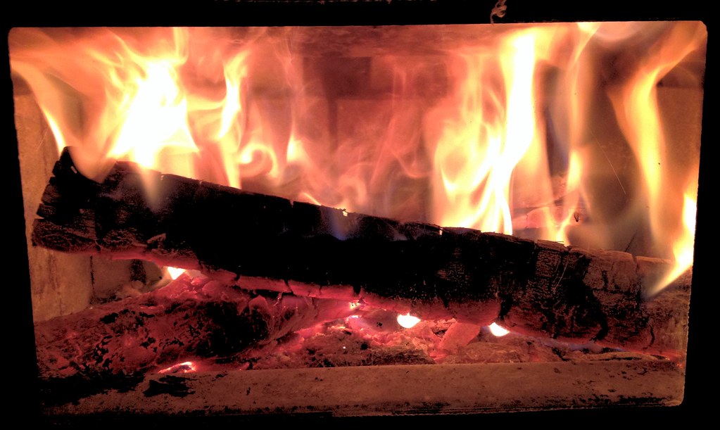 A glowing gas insert behind glass