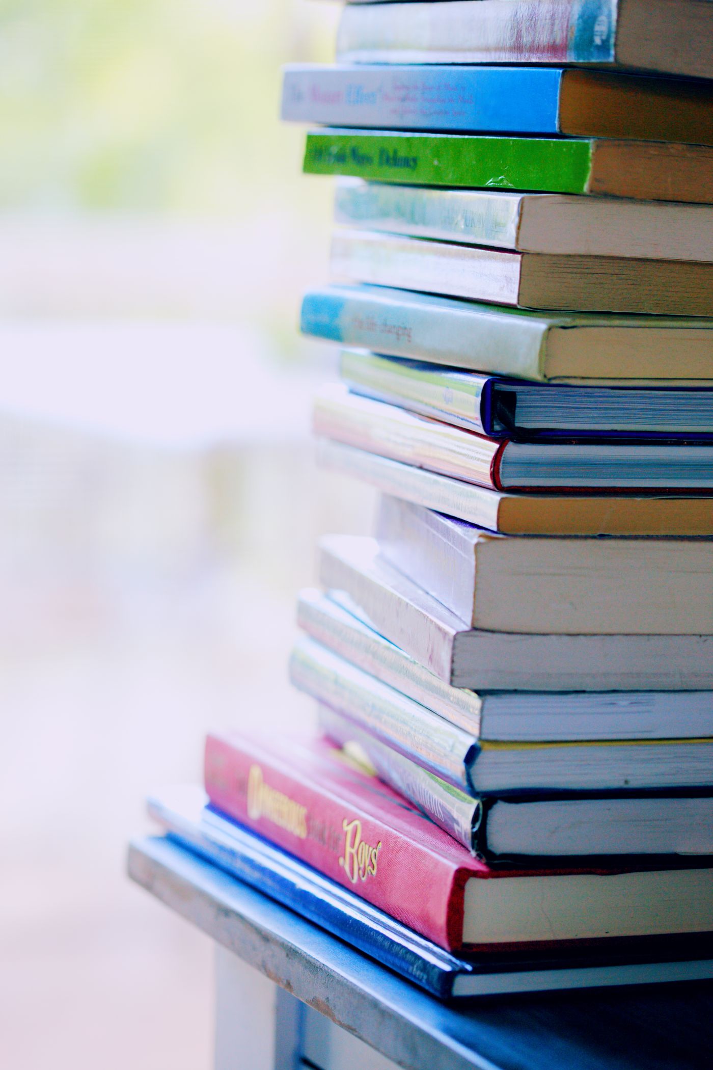 A stack of books on a table