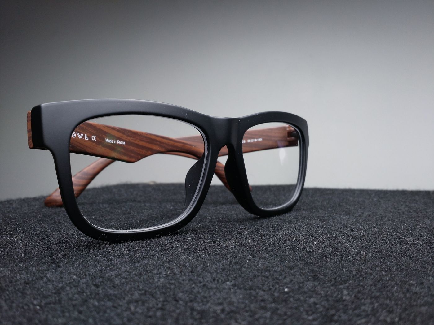 Close-up of bold eyeglass frames