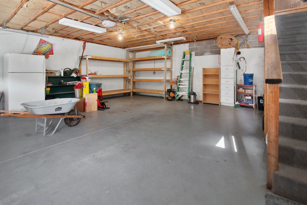Coated grey garage floor