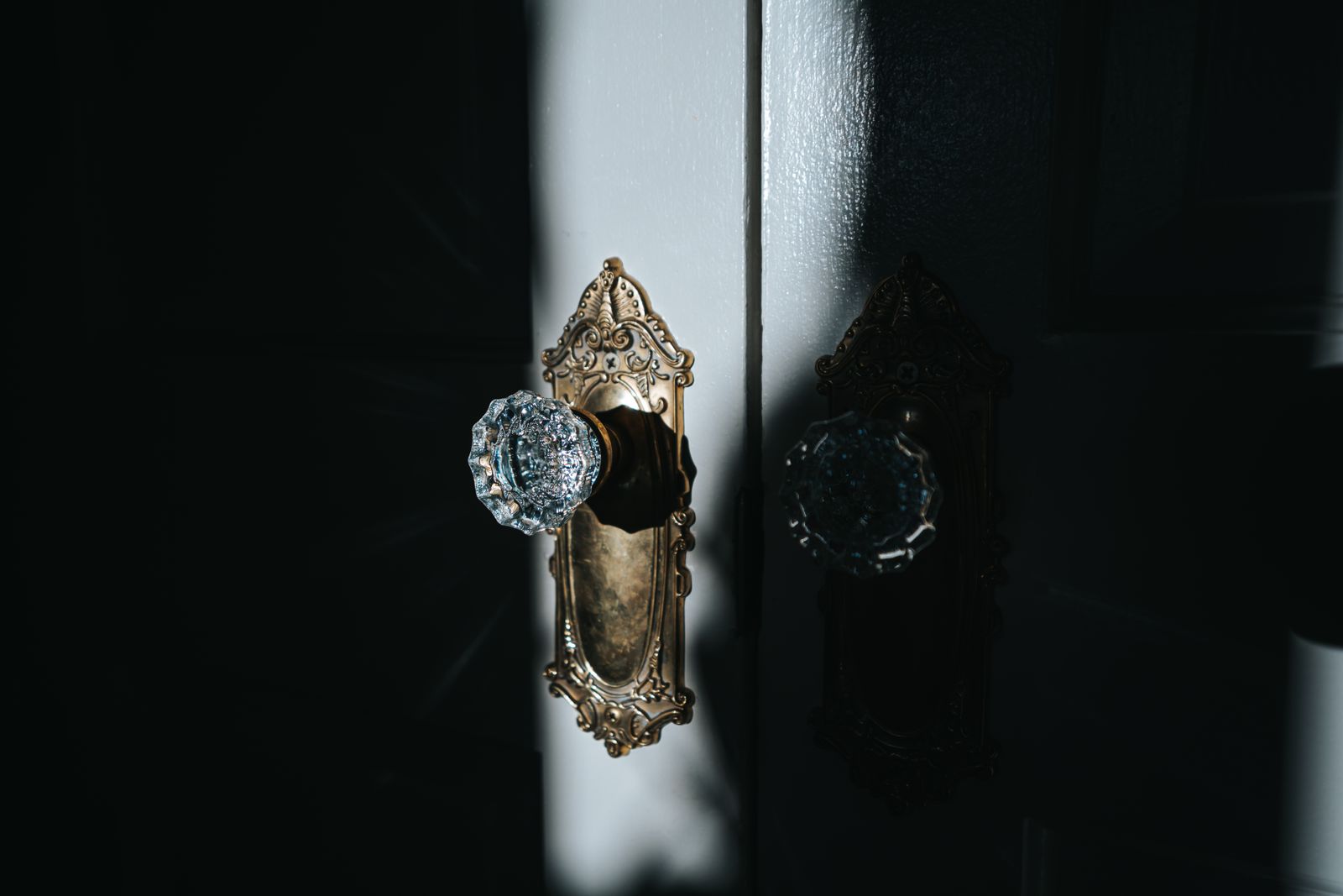 Antique knobs with lock escutcheon plates